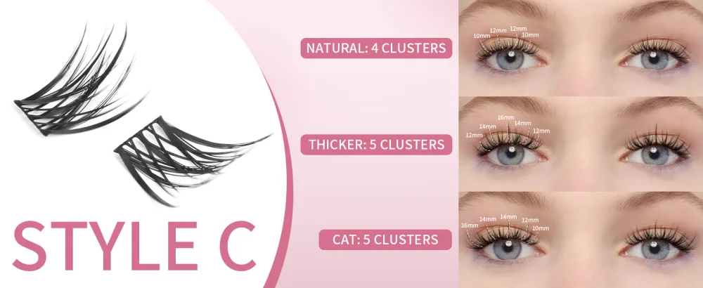 Lash Clusters 100PCS Cluster Lashes Wispy Fluffy D Curl Super Thin Band Eyelash Cluster Natural Volume Reusable DIY Eyelash Extensions at Home (10-16mm Mix) Style B-100 Clusters - product information 11