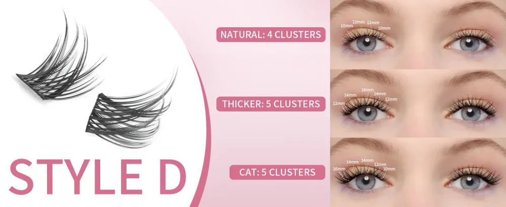 Lash Clusters 100PCS Cluster Lashes Wispy Fluffy D Curl Super Thin Band Eyelash Cluster Natural Volume Reusable DIY Eyelash Extensions at Home (10-16mm Mix) Style B-100 Clusters - product information 12