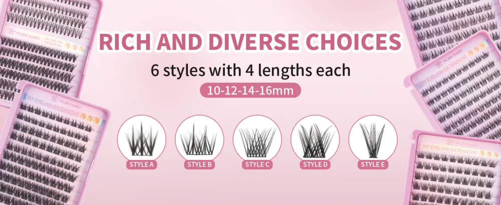 Lash Clusters 100PCS Cluster Lashes Wispy Fluffy D Curl Super Thin Band Eyelash Cluster Natural Volume Reusable DIY Eyelash Extensions at Home (10-16mm Mix) Style B-100 Clusters - product information 3