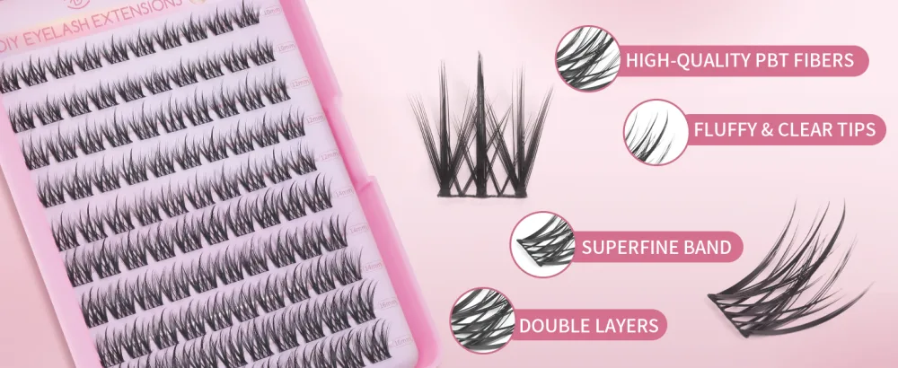 Lash Clusters 100PCS Cluster Lashes Wispy Fluffy D Curl Super Thin Band Eyelash Cluster Natural Volume Reusable DIY Eyelash Extensions at Home (10-16mm Mix) Style B-100 Clusters - product information 6
