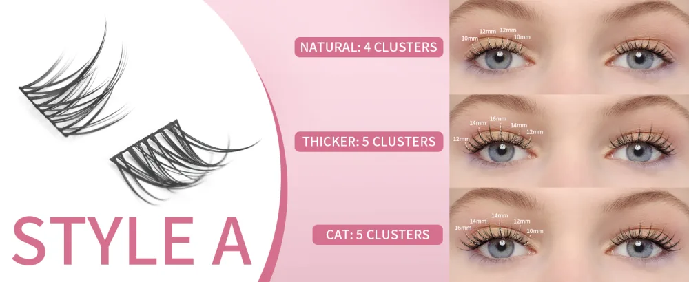 Lash Clusters 100PCS Cluster Lashes Wispy Fluffy D Curl Super Thin Band Eyelash Cluster Natural Volume Reusable DIY Eyelash Extensions at Home (10-16mm Mix) Style B-100 Clusters - product information 9