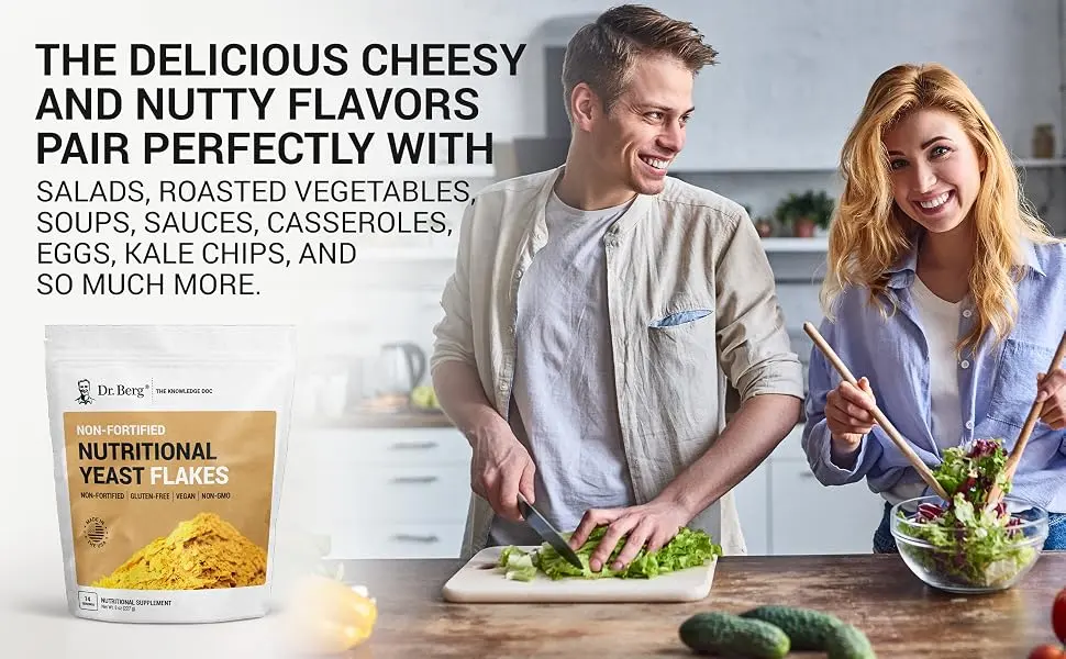 Dr. Berg's Premium Nutritional Yeast Flakes| Gluten Free & Non-GMO | Nutritional Yeast with B Vitamins | Keto & Vegan-Friendly Nutritional Yeast | 8oz - Dr. Berg