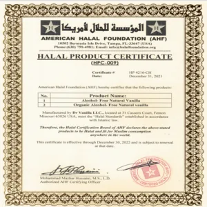 Dr Vanilla Organic Alcohol Free Natural Vanilla (16oz) - Halal Certificate