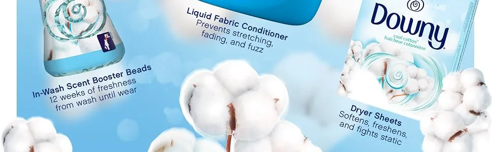 Downy Ultra Laundry Fabric Softener Liquid, Cool Cotton Scent, 120 Total Loads (Pack of 2) Fabric Softener Liquid, 120 Loads - in-wash scent booster beads, liquid fabric conditioner, downy dryer sheets, cool cotton scent beads