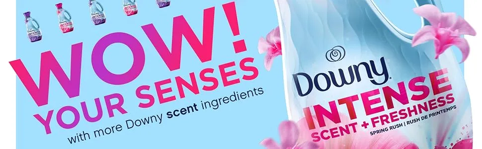 Downy Intense Scent + Freshness Laundry Liquid Fabric Softener, Spring Rush Scent, 166 Total Loads (Pack of 2) - Wow! Your senses with more Downy Scent Ingredients than ever before. Spring Rush