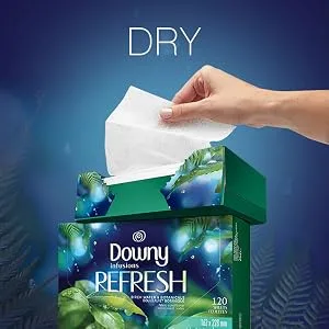 Downy Infusions Liquid Fabric Conditioner (Fabric Softener), Refresh, Birch Water & Botanicals, 56 Oz Bottles, 166 Loads Total, Pack of 2 Liquid Fabric Softener, 56oz - dryer sheets, downy infusions sheets for dryer, refreshing scent, fabric softener, clothing, drying