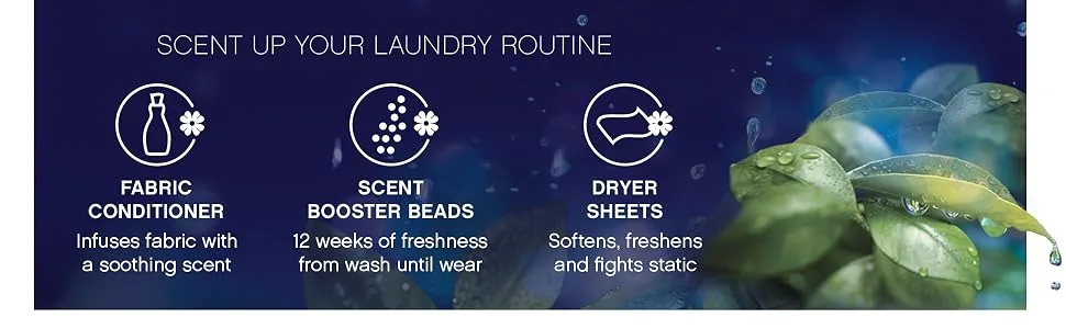 Downy Infusions Liquid Fabric Conditioner (Fabric Softener), Refresh, Birch Water & Botanicals, 56 Oz Bottles, 166 Loads Total, Pack of 2 Liquid Fabric Softener, 56oz - scent up your laundry routine with downy fabric conditioner, scent booster beads, dryer sheets