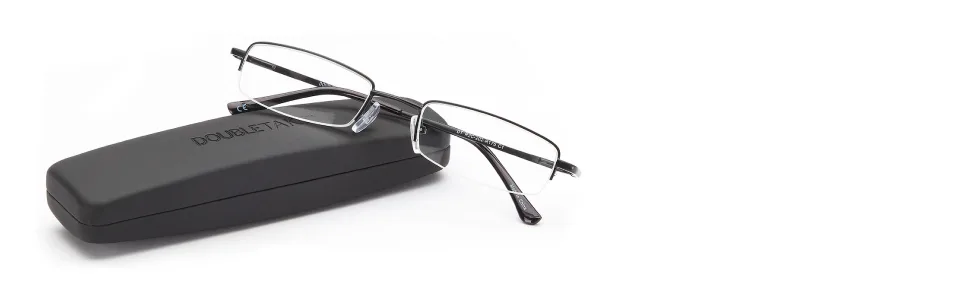 DOUBLETAKE Reading Glasses - 2 Pairs Compact Case Included Semi Rimless Readers 1.75x - introducing double takes 2 pairs of slim half rimmed mini pocket readers with hard travel case