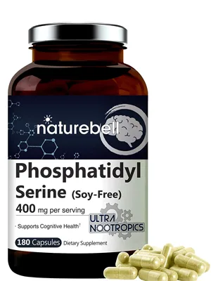 Double Strength PhosphatidylSerine 400mg Per Serving, 180 Capsules, Soy Free, Derived from Sunflower Lecithin, Supports Cognitive Health and Brain Function, Phosphatidylserine Matrix, Non-GMO - Phosphatidylserine