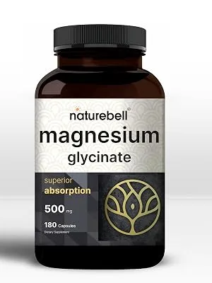 Double Strength Magnesium Glycinate 500mg, 180 Capsules, 100% Chelated for Maximum Absorption, Premium Magnesium Supplement, Supports Muscle, Joint, Heart Health & Enzyme Function - magnesium glycinate