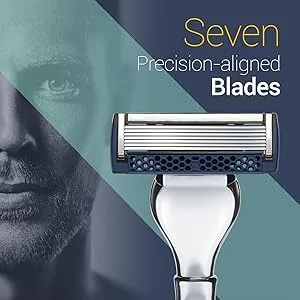 DORCO Pace Classic - Seven Blade Razor System with Pivoting Head and Premium Handle- 9 Pack (1 Handle + 9 Cartridges) 1 Count (Pack of 1) - Seven Precision-aligned Blades