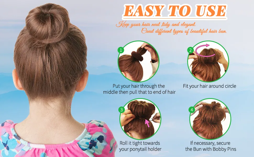 Donut Bun Maker, MORGLES Bun Maker for Hair Ring Style Bun Maker Set with 4PCS Donut Bun 10PCS Black Hair Pins - product information 11