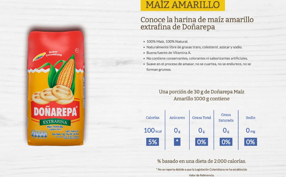 Donarepa Precooked White Corn Meal, 35.3 Ounce 2.2 Pound (Pack of 1) White - amarillo