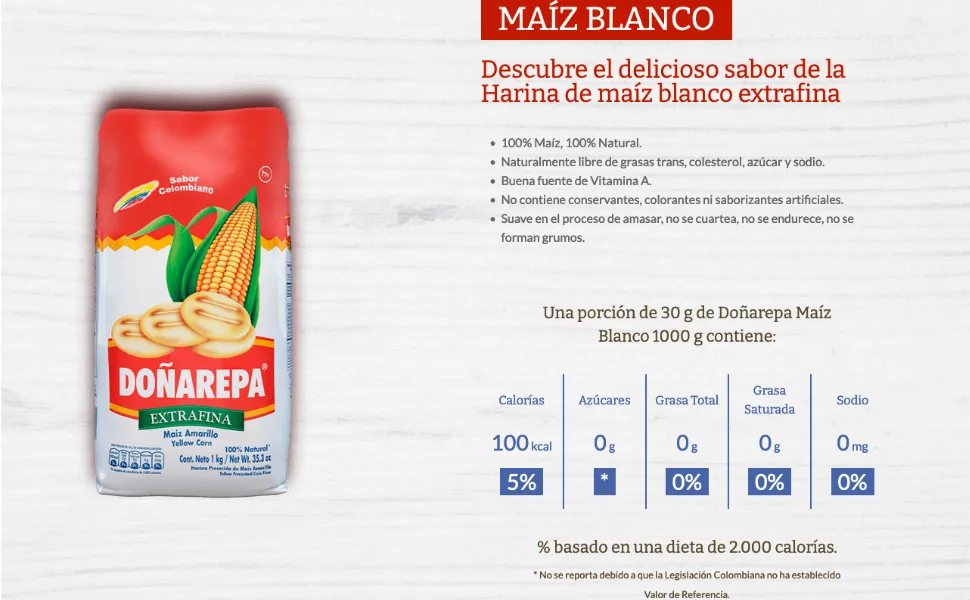 Donarepa Precooked White Corn Meal, 35.3 Ounce 2.2 Pound (Pack of 1) White - blanco