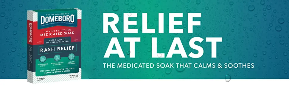 Domeboro Medicated Soak Rash Relief (Burows Solution), 12 Count (Pack of 1) - Packaging May Vary - rash relief