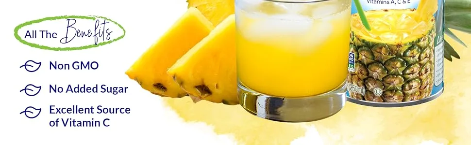 Dole 100% Pineapple Juice, 6 Fl Oz, 6 Cans - non GMO, gluten free, vitamin c