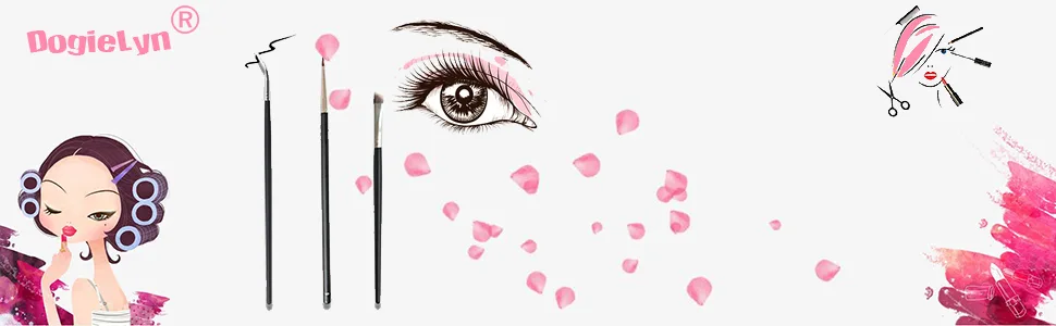 DogieLyn Eye Makeup Gel Eyeliner Brushes - Ultra Fine Bent Eyeliner Brush Angled Eye Define Pointed Round Brush Kit 3 Piece Set - product information 6