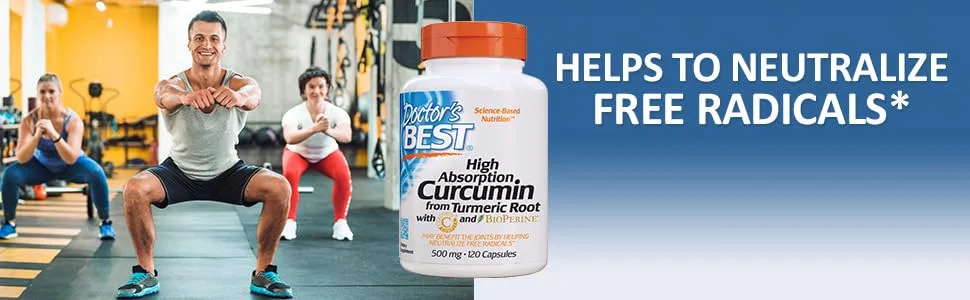 Doctor's Best DRB-00107 High Absorption Curcumin From Turmeric Root with C3 Complex & BioPerine 500mg (120 Capsules) - Curmin turmeric root healthy joint function protect cells and tissue by fighting free radicals