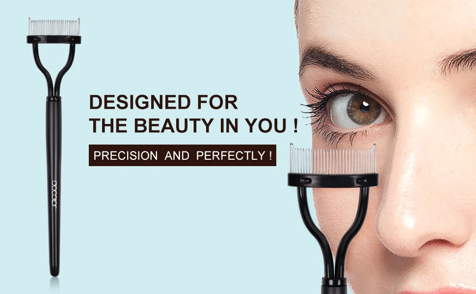 Docolor Eyelash Comb, Eyebrow Mascara Brush Applicator, Sturdy Metal Eyelash Separator, Definer with Comb Cover, Black 1 Count (Pack of 1) - Eyelash comb
