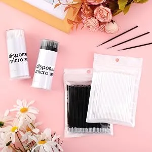 Dming 200PCS Micro Applicators Brushes Mini Cotton Swabs Remove Grafted Eyelash Glue Dedicated Brush Disposable Microswabs for Eyelash Extensions Make up and Lash Clean and Personal Care (Black) - cotton