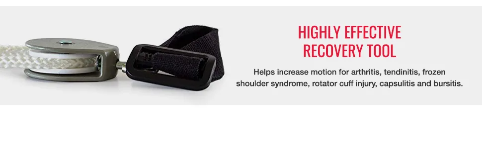 DMI Shoulder Pulley Over the Door for Physical & Shoulder Rehab, Occupational Therapy Aid with Easy Grip Handles, White - pulley/strap