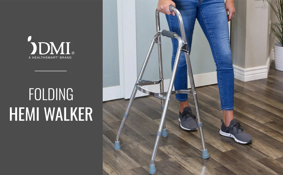 DMI Folding Hemi-Walker Provides Support, Aluminum, Silver, 30'- 35' - DMI Folding Hemi Walker