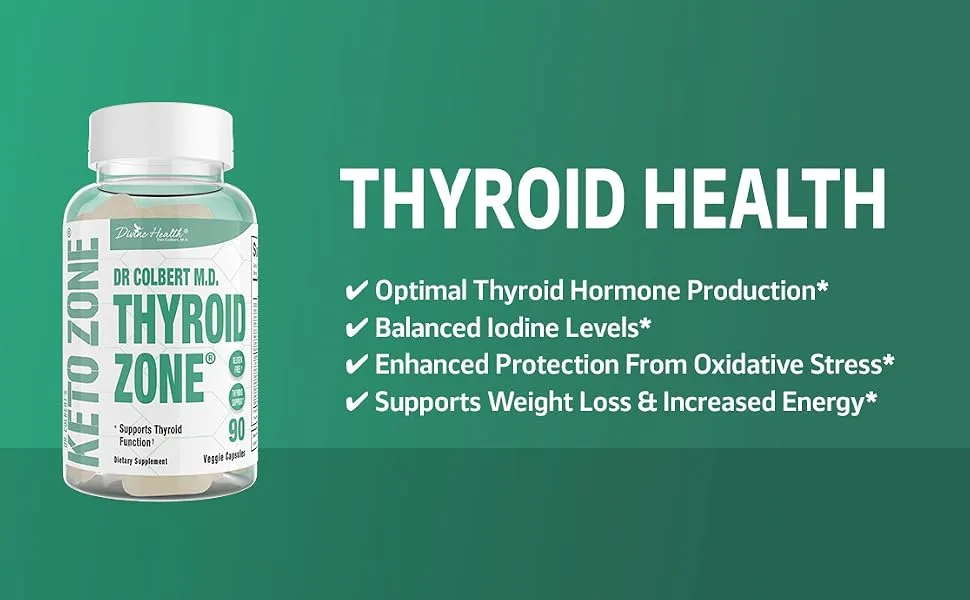 Divine Health Dr.Colbert's Thyroid Zone Vitamins A, D3 and B12 Optimal Thyroid Hormone Production - thyroid zone