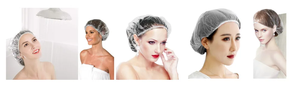 Disposable Shower Caps - 200pcs Hair Processing Clear Plastic Caps For Spa Home Use Hotel and Hair Salon Plastic Clear Elastic Bath Cap - product information 3