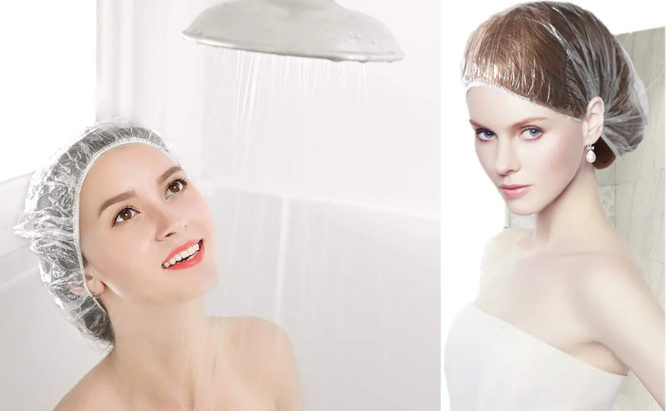 Disposable Shower Caps - 200pcs Hair Processing Clear Plastic Caps For Spa Home Use Hotel and Hair Salon Plastic Clear Elastic Bath Cap - Manicure set