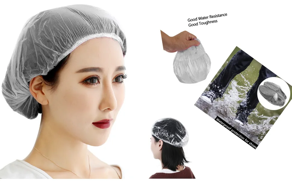 Disposable Shower Caps - 200pcs Hair Processing Clear Plastic Caps For Spa Home Use Hotel and Hair Salon Plastic Clear Elastic Bath Cap - Manicure set