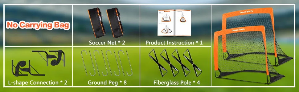 Dimples Excel Soccer Goals Kids Soccer Net for Backyard 4'x3', 2 Set - soccer goal