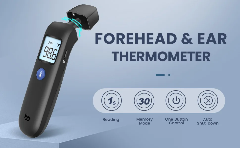 Digital Ear and Forehead Thermometer, No Touch Thermometer for Adults, Kids, Toddlers, Infrared Temporal Thermometer, 1 Second Reading, FSA HSA Eligible - 2053