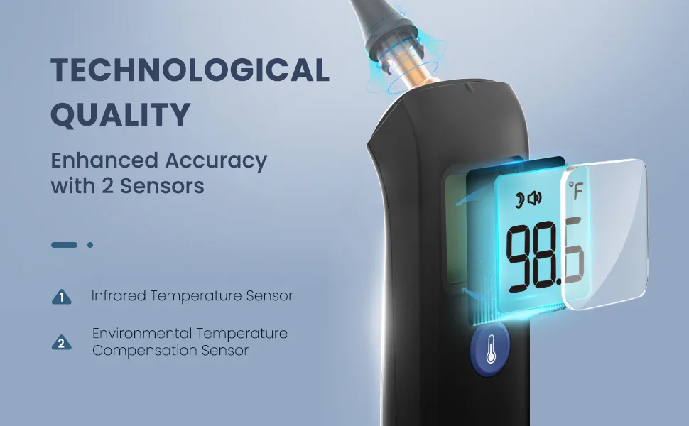 Digital Ear and Forehead Thermometer, No Touch Thermometer for Adults, Kids, Toddlers, Infrared Temporal Thermometer, 1 Second Reading, FSA HSA Eligible - 2054