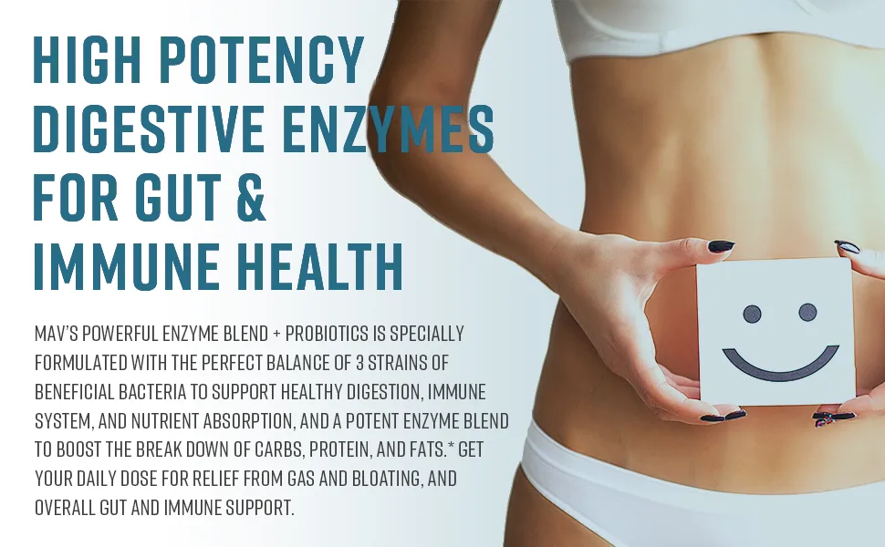 Digestive Enzymes & Probiotic Supplement | Enzymes for Digestion Aid, Bloating, IBS, Constipation and Gas Relief | 60 Premium Enzymes Blend Capsules - leaky gut revive gallbladder supplements raw fiber alpha galactosidase
