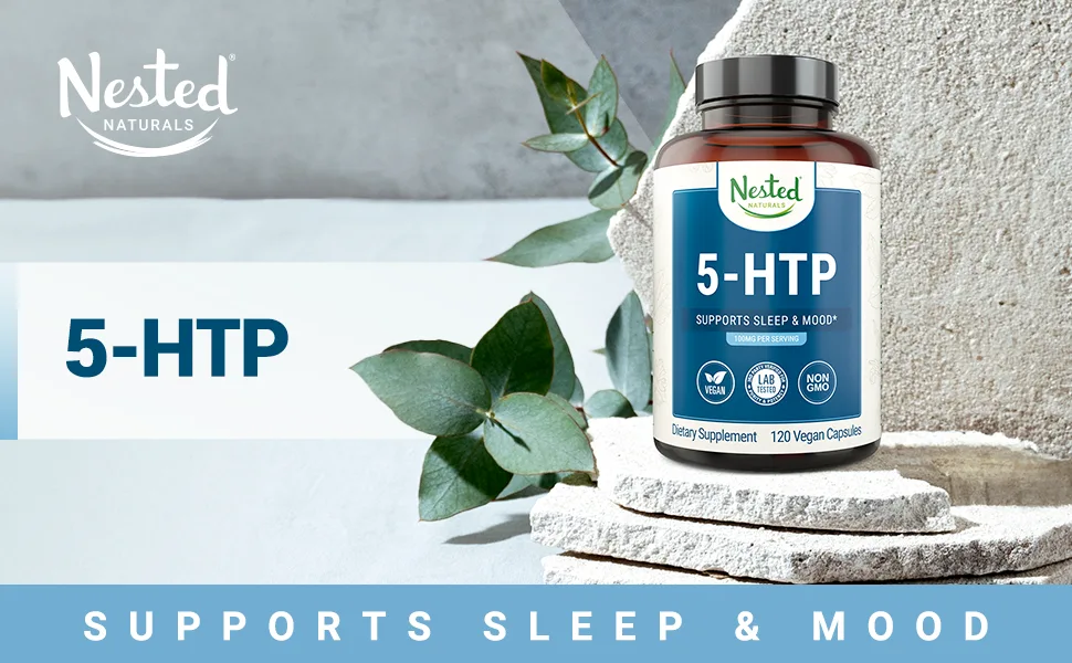 5-HTP 100 mg | 120 Vegan Capsules | Naturally Sourced Serotonin Booster | Healthy Attitude and Positive Mood Support Supplement - 5-HTP