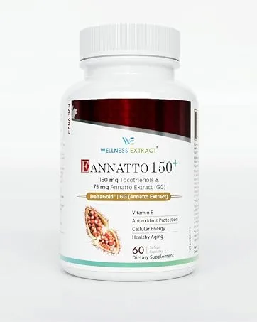 Wellness Extract Eannatto 150mg Vitamin E Tocotrienols Supplement with GG (Annatto Extract) - Most Potent Antioxidant for CoQ10 Support Healthy Aging - 60 softgels - product information 10