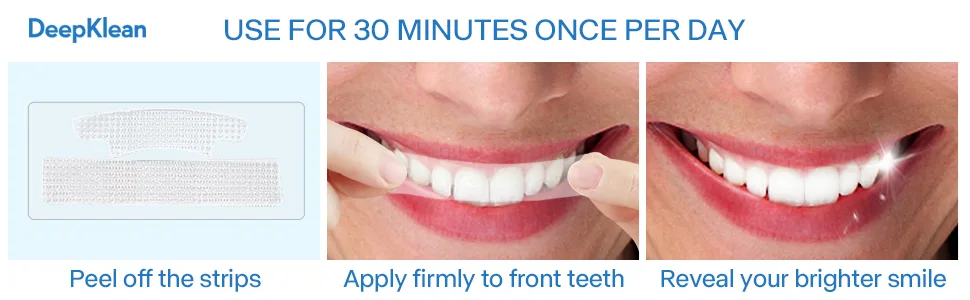 Teeth Whitening Strips for Sensitive Teeth - Professional White Strips for Home Using Enamel safe 3 Days Express Result 28 Natural Teeth Whitener Strips 14 Treatments by Deepklean Coconut - teeth whitening strips