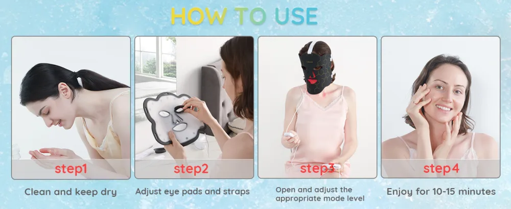 Near-Infrared Light for Face Portable LED Face Light with Power Bank Red Light Lamp with Timing Function at Home Dark Black - RED LIGHT FOR FACE