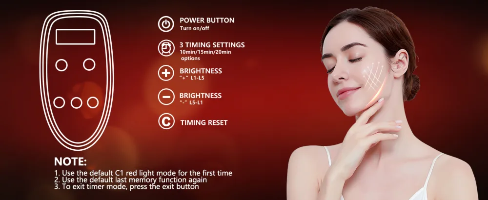 Hottoerak Red Light for Face LED Light Red Lamp with 660nm & 850nm at Home Use Black Gold Color - RED LIGHT