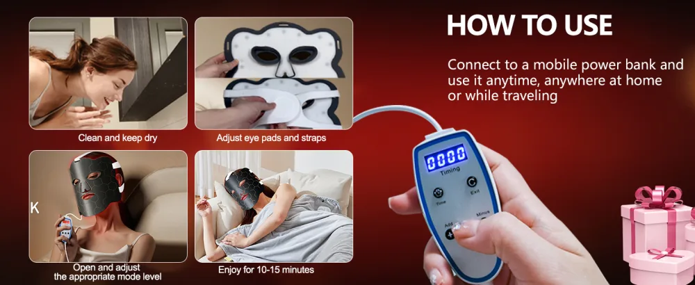 Hottoerak Red Light for Face LED Light Red Lamp with 660nm & 850nm at Home Use Black Gold Color - RED LIGHT