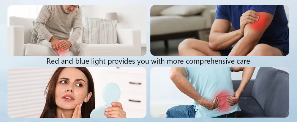 Red Light Lamp 180LEDs Blue Light & Infrared Light with Stand Height Adjustable & Angle Adjustable & Timer Red/Infrared/Blue Light for Home/Office Use - red and blue light lamp