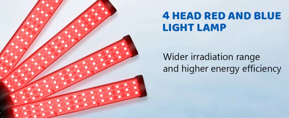Red Light Lamp 180LEDs Blue Light & Infrared Light with Stand Height Adjustable & Angle Adjustable & Timer Red/Infrared/Blue Light for Home/Office Use - red and blue light lamp