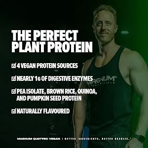 Vegan Quattro Plant-Based Protein Powder by Magnum- Chocolate Flavor 4lb - product information 16