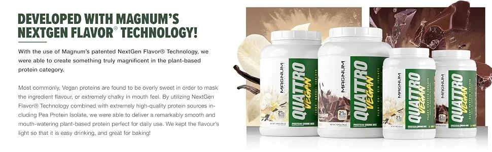 Vegan Quattro Plant-Based Protein Powder by Magnum- Chocolate Flavor 4lb - product information 20