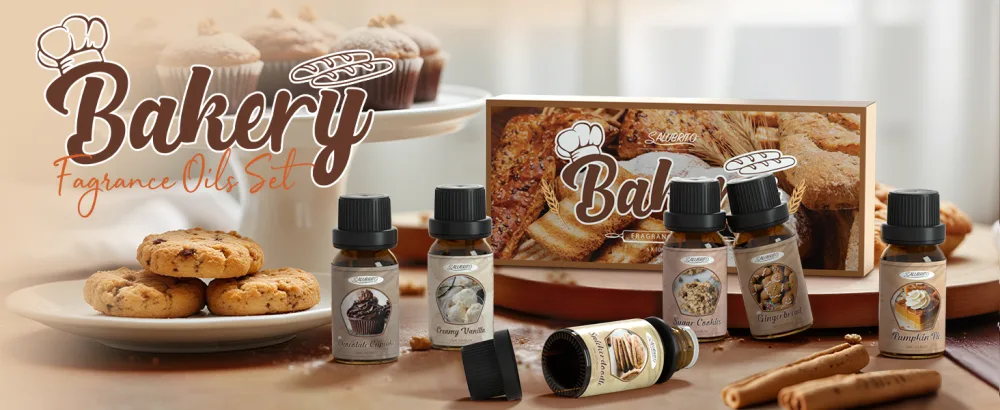 SALUBRITO Bakery Fragrance Oils Set Fall Essential Oils Gift Set for Diffuser Candle Soap Making Pumpkin Pie Chocolate Cupcake Snickerdoodle Gingerbread Creamy Vanilla Sugar Cookies - product information 1