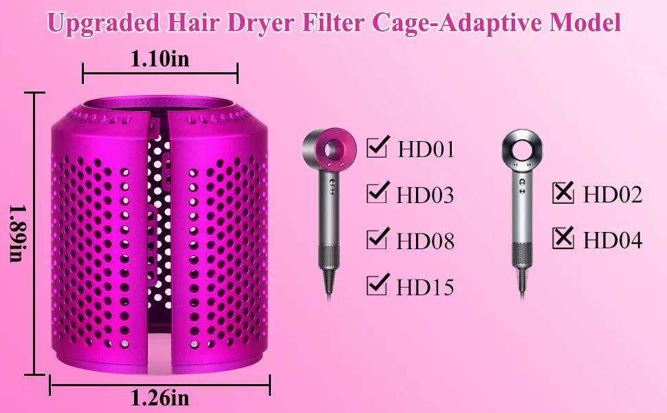 YTCHYYSK Upgraded Hair Dryer Filter Replacement for Dyson Supersonic HD01 HD03 HD08 HD15 Outer Filter Cage Repair Accessories Rose Filter - dyson hair dryer attachments