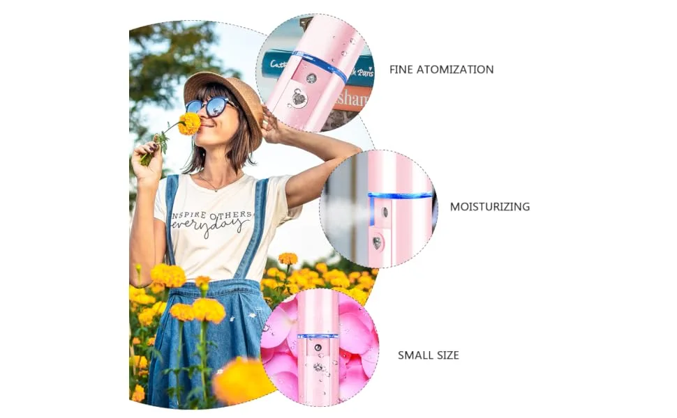 WOONEKY 1pc Hydrating Instrument Small Humidifier Facial Moisturizing Device USB Humidifier Pink Abs - product information 1