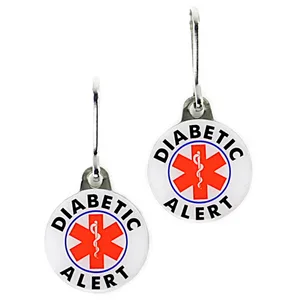 Diabetic Alert Tags. Double Sided. All-Metal. (2 Piece Set.) - two piece diabetic alert tags