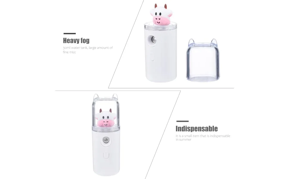 Outanaya Moisturizer Cartoon Humidifier Mini Handy Mist Sprayer Skin Steamer Plastic Material White - product information 4