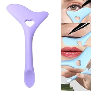 Silicone Aid Stencils Wing Tips Reusable Silicone Tool Mascara Drawing Aid Makeup Tool Applicator Tool (Purple) - 10347762-2